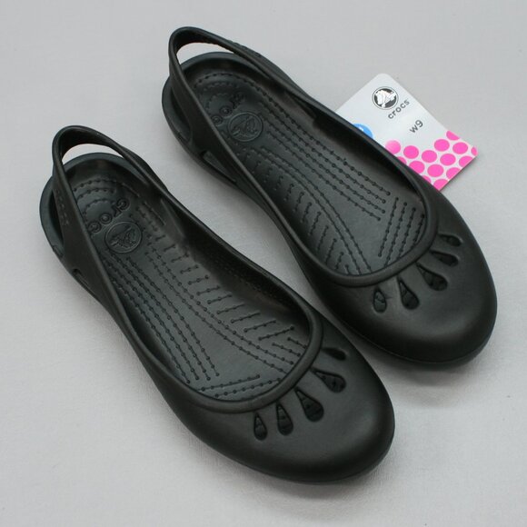 NEW Crocs Ladies 9 Relaxed Fit Malindi Black Flats Slip-on Ballet Loafers Shoes - Picture 5 of 9